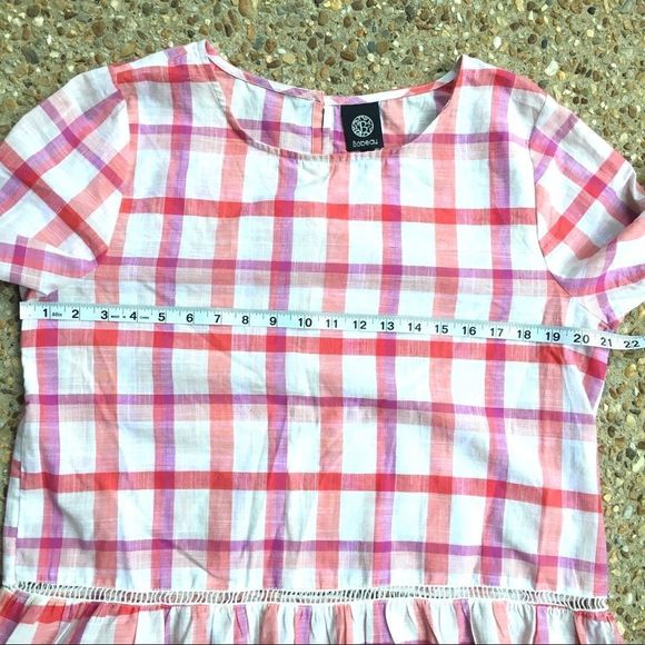 Bobeaux Plaid Peplum Bell Sleeve Shirt Tunic L - Picture 4 of 10